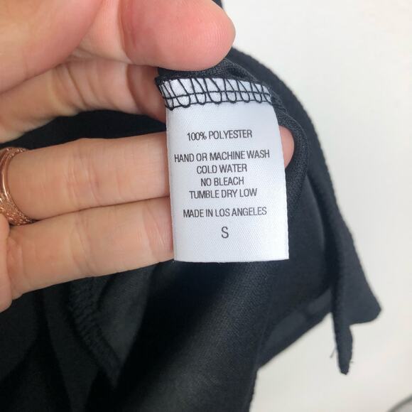 Lucy in the Sky Dress Black Mini Sheer Puff Sleeve Notch Hem Tie Keyhole Small - Picture 6 of 7